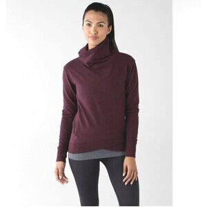 Lululemon Turtleneck Pullover Sweater Burgundy Cotton‎ Zip Pockets